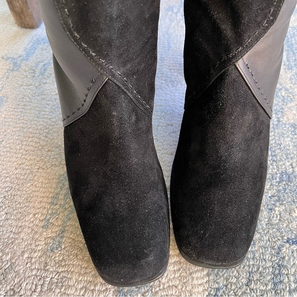 Aerosoles Comfort Button Black Leather Square Toe High Heel Side Zip Boots 8.5 - Picture 6 of 13